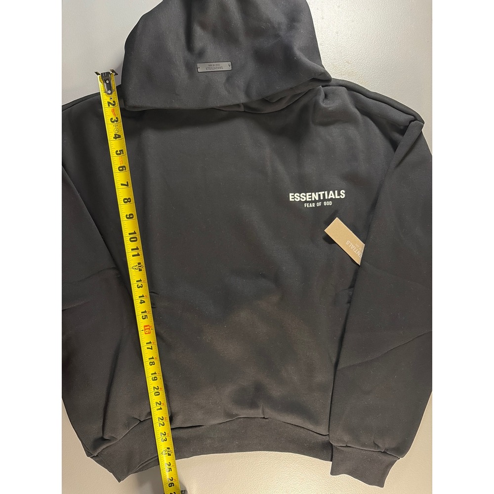 Fear of God Essentials Hoodie Mens Medium Black Oversized Pullover Sweatshirt - Picture 5 of 7